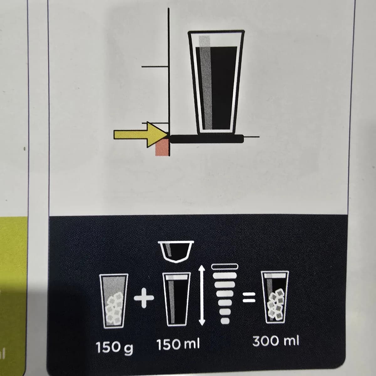 Guia de receitas e bebidas com indicação de barras no manual da Dolce Gusto