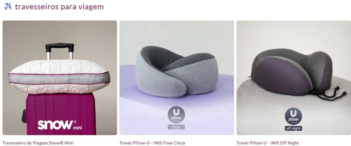 Linha de travesseiros para viagem da I Wanna Sleep: Snow Mini e Travel Pillow U
