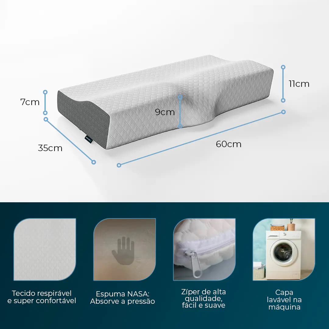 Travesseiro Cervical Coluna Relax da I Wanna Sleep, foto oficial do produto