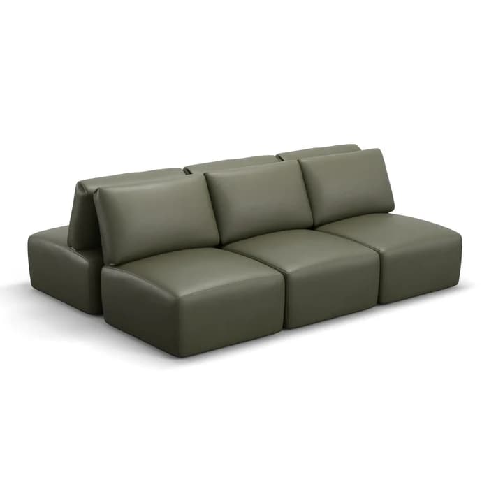 Exemplo de sofá modular grande em formato de ilha para sala ampla.