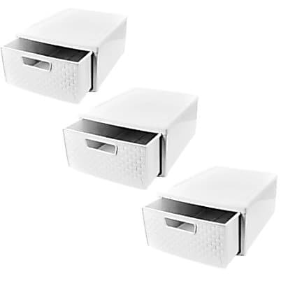 KIT 3 Gaveteiros Modular MELHOR PREÇO Decoração Porta Calçado Rattan Empilhável Branco 254 Nitron