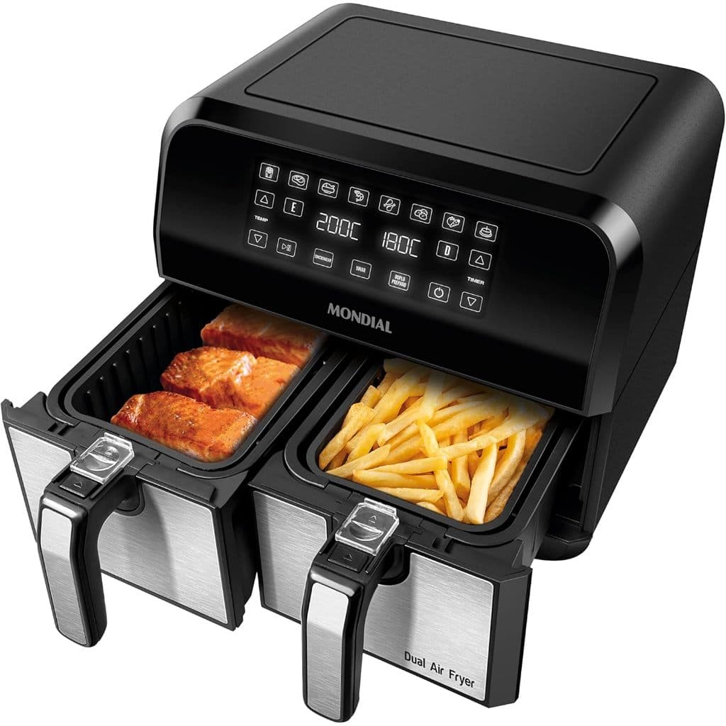 Fritadeira Air Fryer Dual Duplo Cesto 8L Mondial 2000W AFD-01-BI