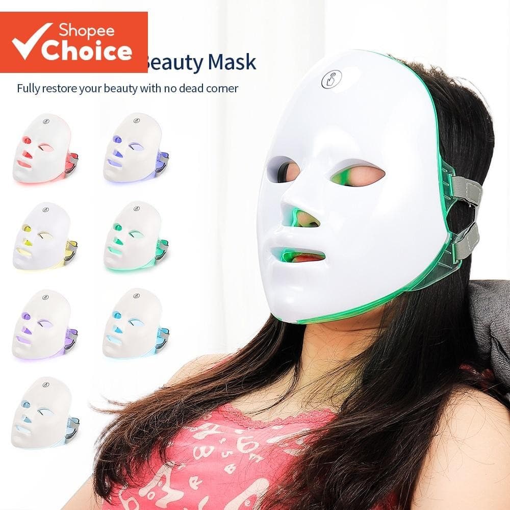 Máscara De Fóton LED De 7 Cores , Ferramenta Facial De Beleza Antienvelhecimento Para Cuidados Com A Pele