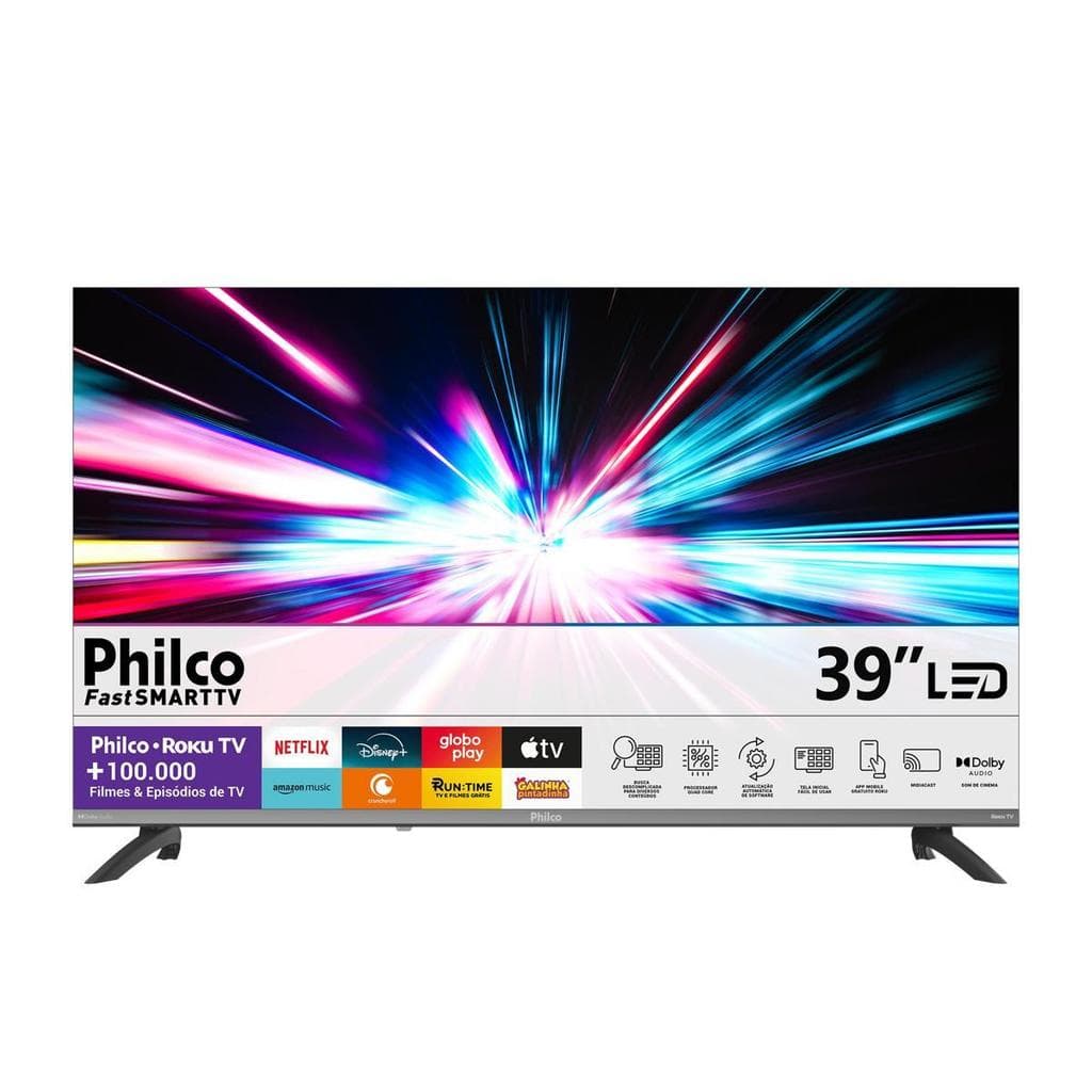 Smart TV LED 40" FullHD Roku Dolby Audio Philco P40CRA