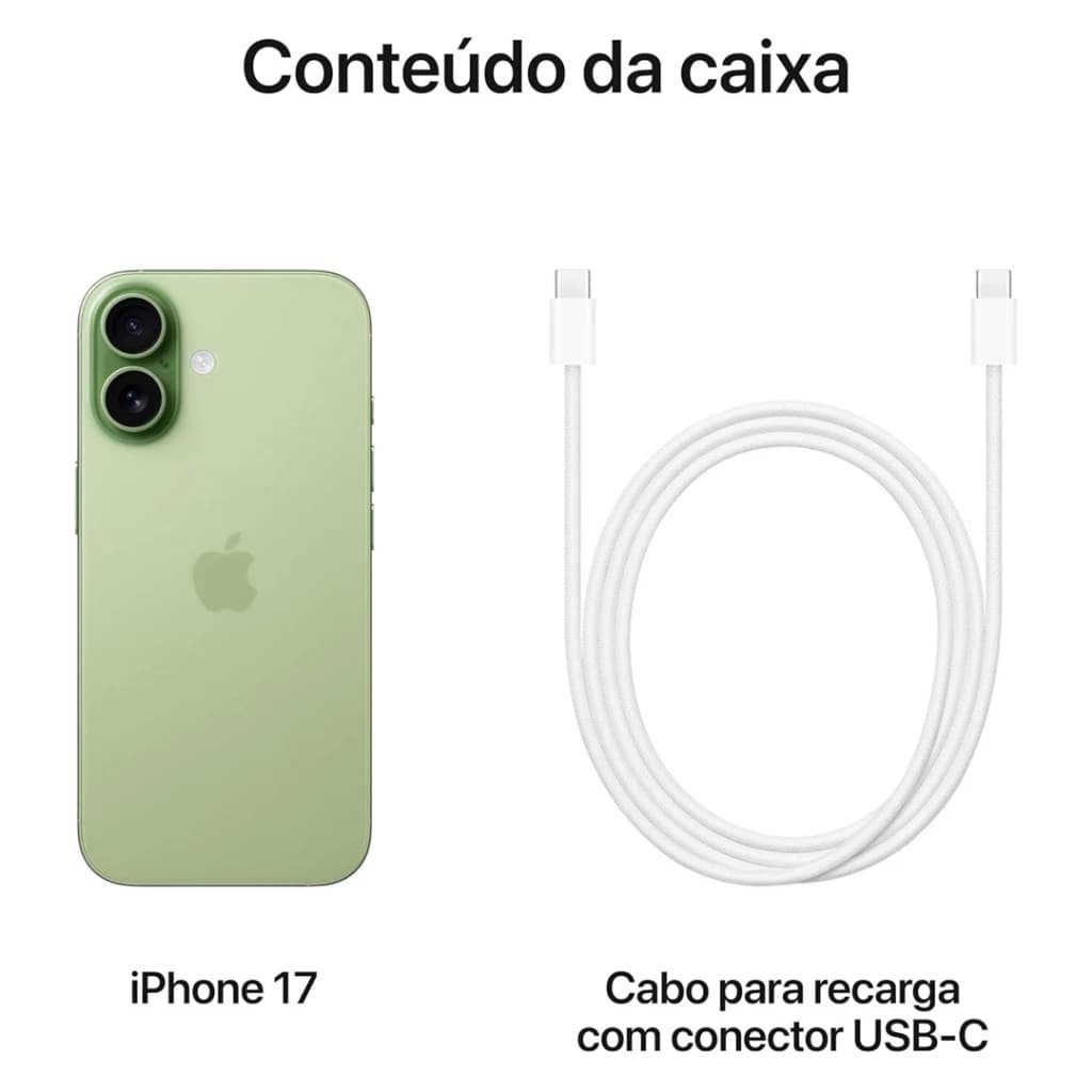 Apple iPhone 17 256GB 5G Tela 6,3" 120Hz 48MP iOS Original Novo Lacrado com Garantia Apple