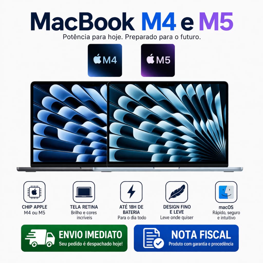 Macbook Air M5, Tela Retina 13,6 pol, com 16GB memória SSD