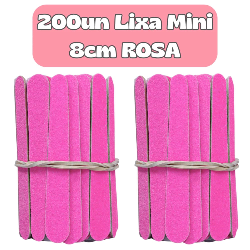 400Un Lixa de Mini Lixa ROSA 8cm Descartavel para Manicure Pedicure Estética Salão de Beleza Spá