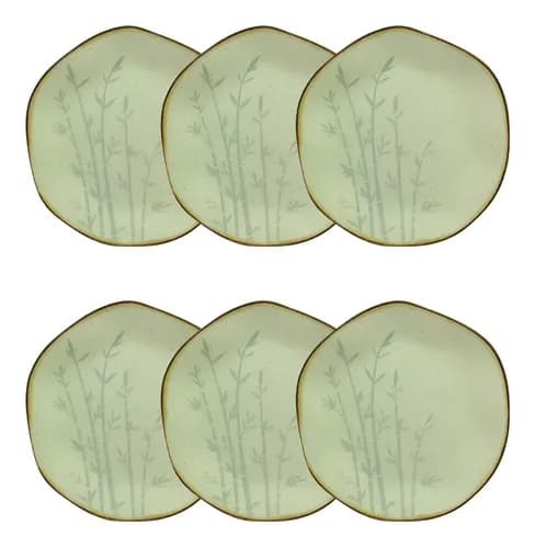 Conjunto 6 Pratos Sobremesa 077349 Ryo Bambu 21,5cm Oxford Verde
