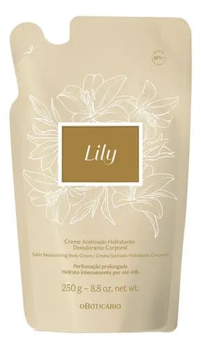 Refil Creme Acetinado Hidratante Corporal Para Pele Lily 250g Bouquet Floral