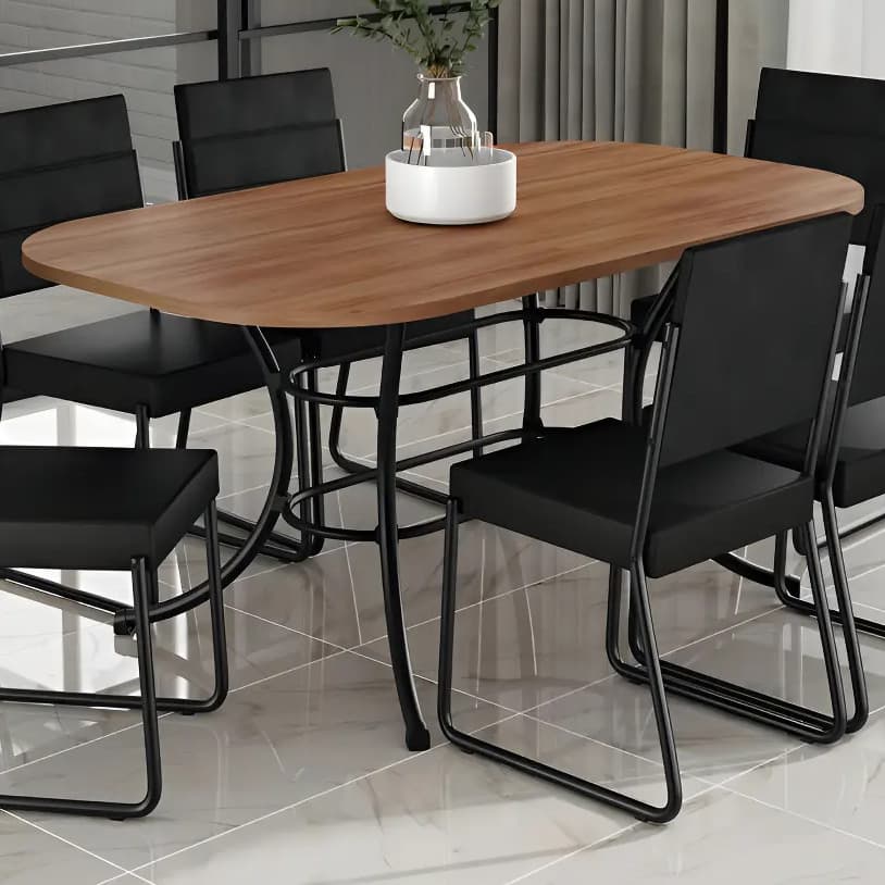 Conjunto Sala De Jantar Carraro Com Mesa E 6 Cadeiras Preto Fenix Carraro