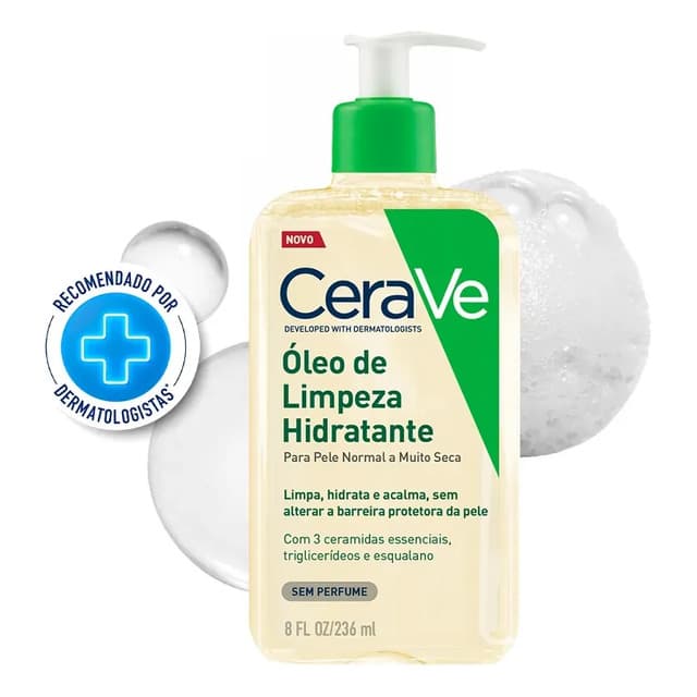 Óleo De Limpeza Facial Hidratante Para Pele Seca E Atópica Cerave 236ml Sem Fragrância