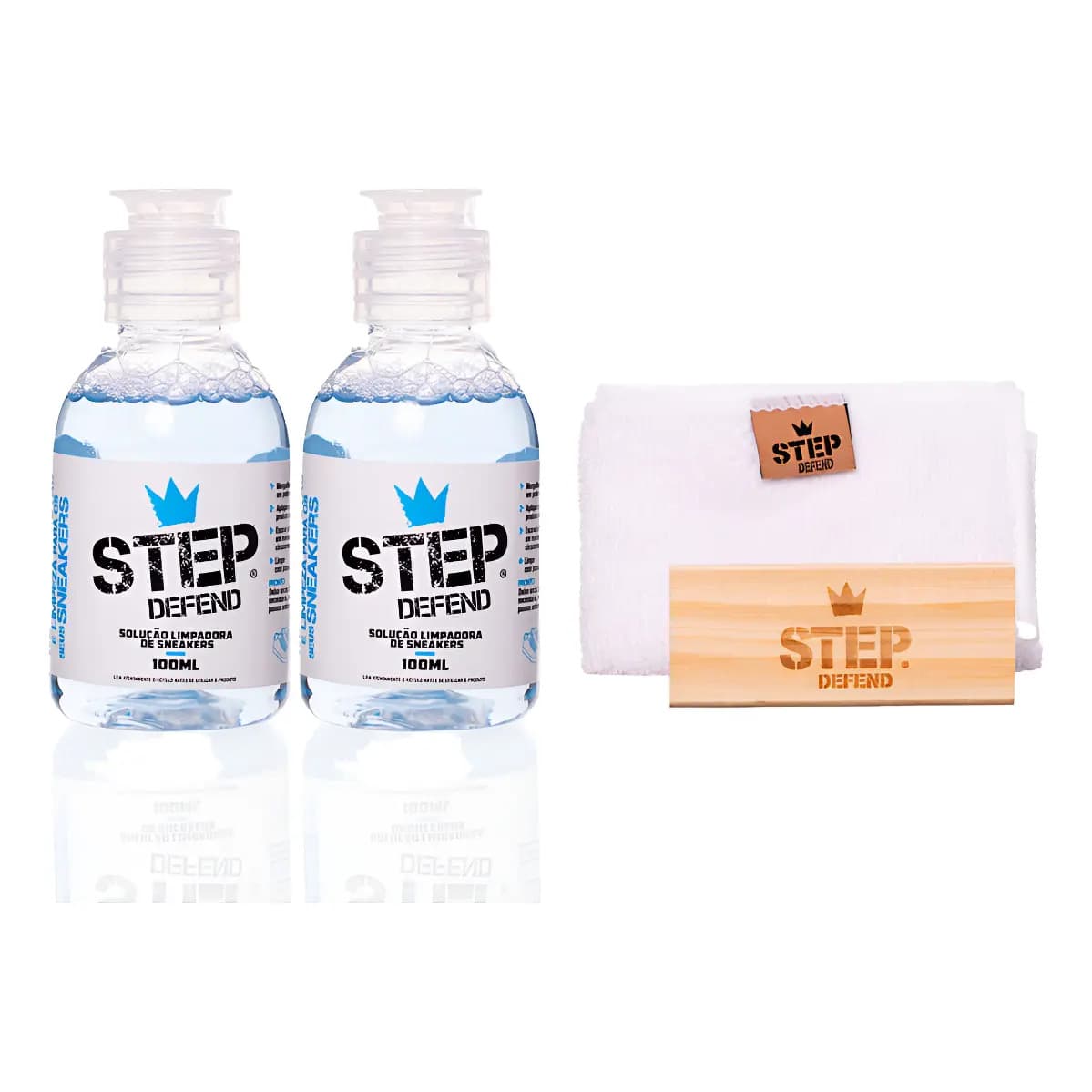Kit 2 Limpadores De Tenis 100ml Escova Pano - Step Defend