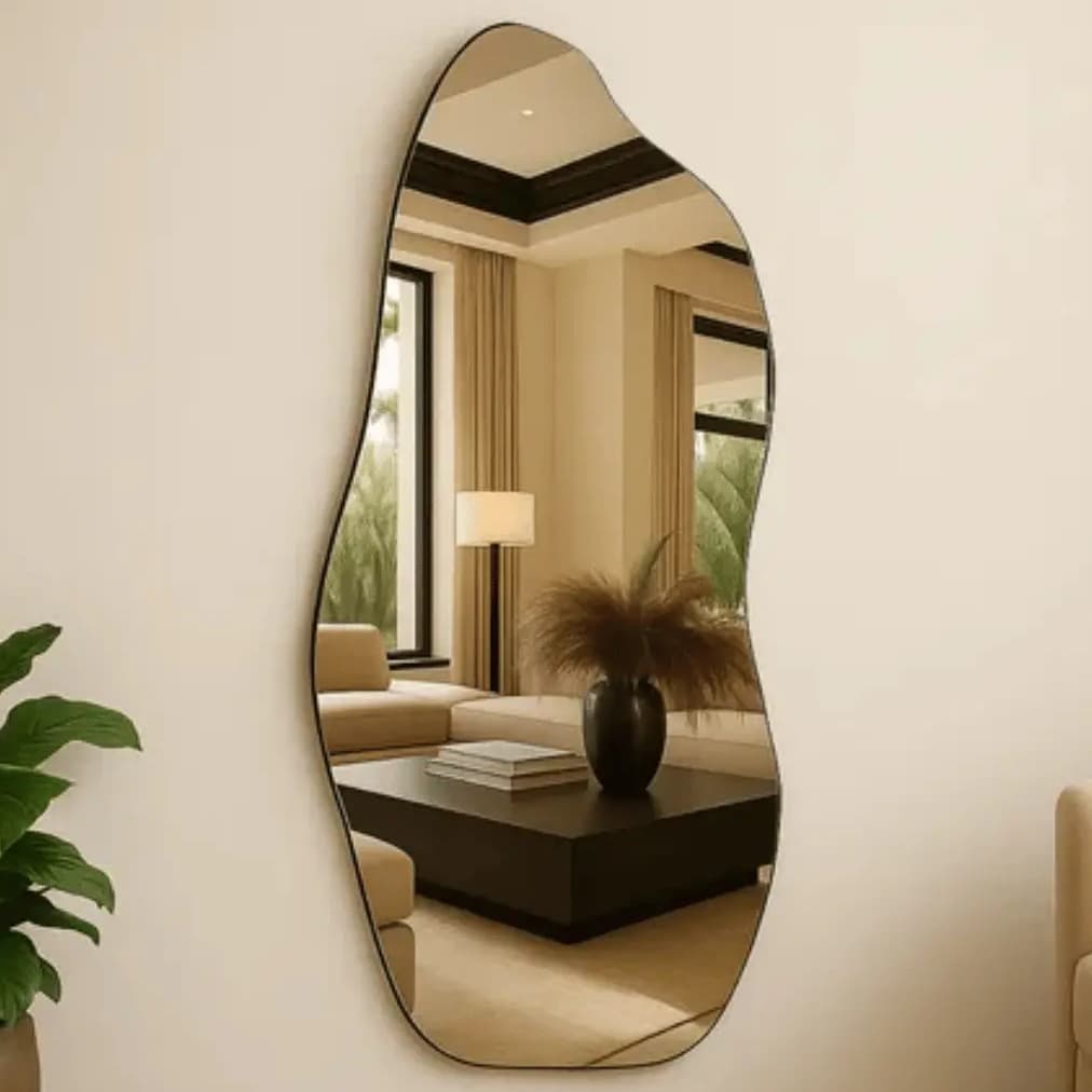 Espelho 90x40 Orgânico Grande Corpo Inteiro Moldura Quarto Orgânico - Suporte