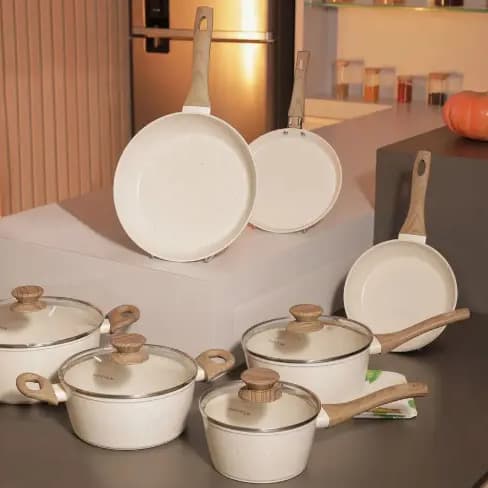 Mimo Style, Conjunto de Panelas 10 Peças Pratic Cook Marmol
