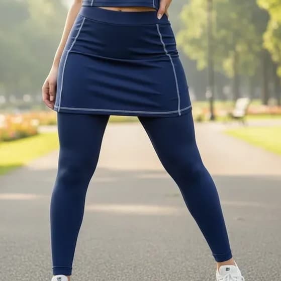 Calça Saia Com Bolso Fitness Moda Evangélica Treino Academia Azul Liso G (42/44)
