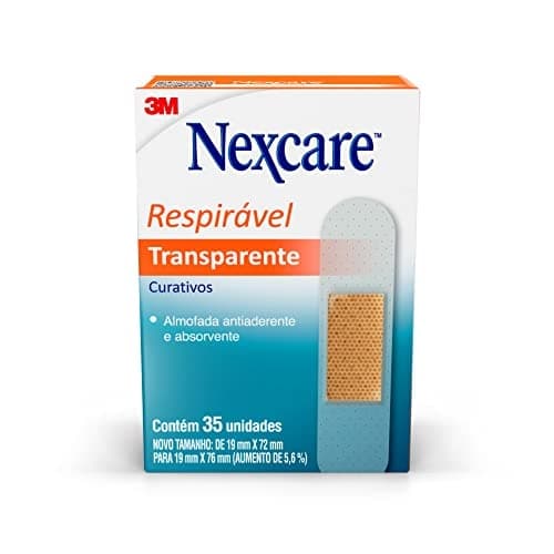 NEXCARE 3M Curativo Transparente 19 mm x 72 mm 35 Un. | Almofada que Não Adere a Ferida, Deixa a Pele Transpirar, Discreto, Ideal para Cobrir e Proteger Ferimentos