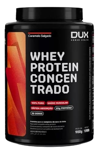 Whey Protein Concentrado Caramelo Salgado Pote 900g – Contribui para o Ganho Muscular Hipertrofia – Dux Human Health