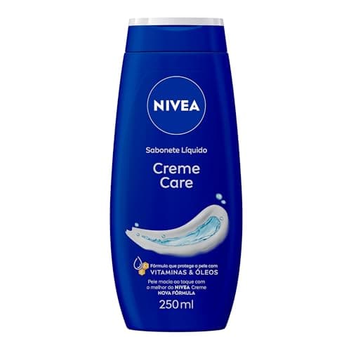 NIVEA Sabonete Líquido Creme Care 250ml, Limpeza Suave, Banho, Hidrata e Protege, Uso Diário, Todas as Peles
