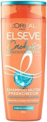 Elseve Cachos Dos Sonhos Shampoo Nutri Preenchedor, Limpa e Nutre Profundamente para Cachos Longos, Fortes e Definidos, com Ácido Hialurônico e Óleo de Rícino, 400ml
