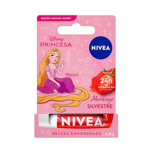 NIVEA Hidratante Labial Sorbet de Melancia Ed. Limitada Moana Disney® Princesa 4,8g, Hidratação Intensa 24h, Cor Suave, Brilho Delicado, Manteiga de Karité