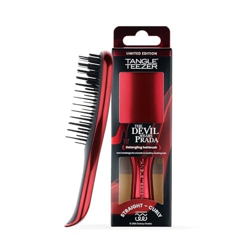 Tangle Teezer - Escova de cabelo desembaraçadora The Mini Ultimate Detangler para todos os tipos de cabelo, ideal para o uso em fios úmidos. Cor: Vermelho metalizado -Diabo Veste Prada 2