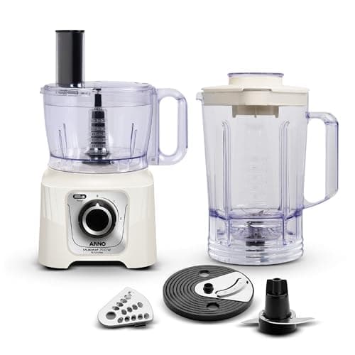 Multiprocessador Arno Multichef 700W MP62, com 16 Funções, Marfim, 4 Acessórios, 2 Velocidades, Liquidificador 3,1L e Espremedor de Frutas, 220V