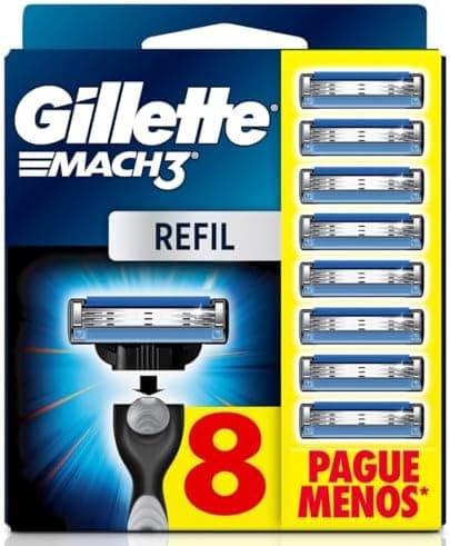 Gillette Mach3 - Carga para Aparelho de Barbear, Leve 8 Pague 6 (o pacote pode variar)
