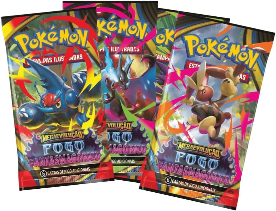 Pokémon TCG, Blister Unitário ME02 Fogo Fantasmagórico 6 Cartas