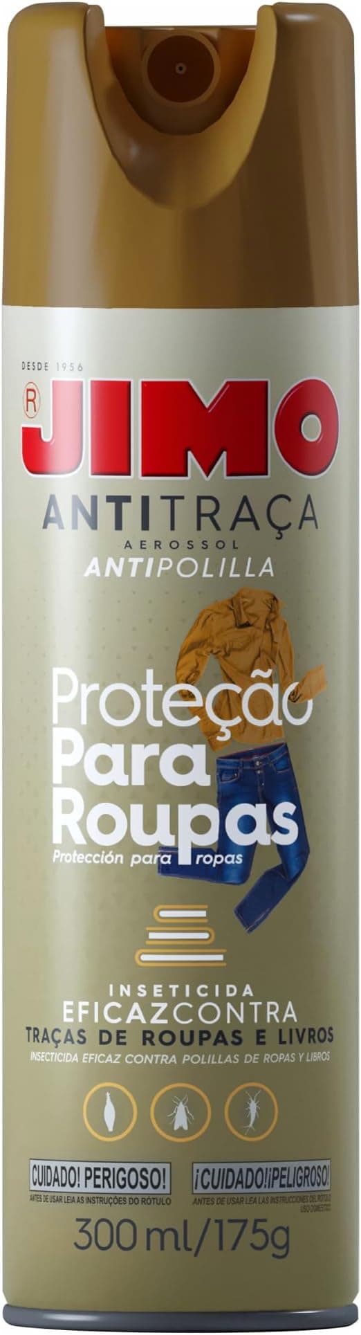 JIMO Anti Traça Inseticida Proteção para Roupas e Livros Sem Cheiro Aerossol 300ml