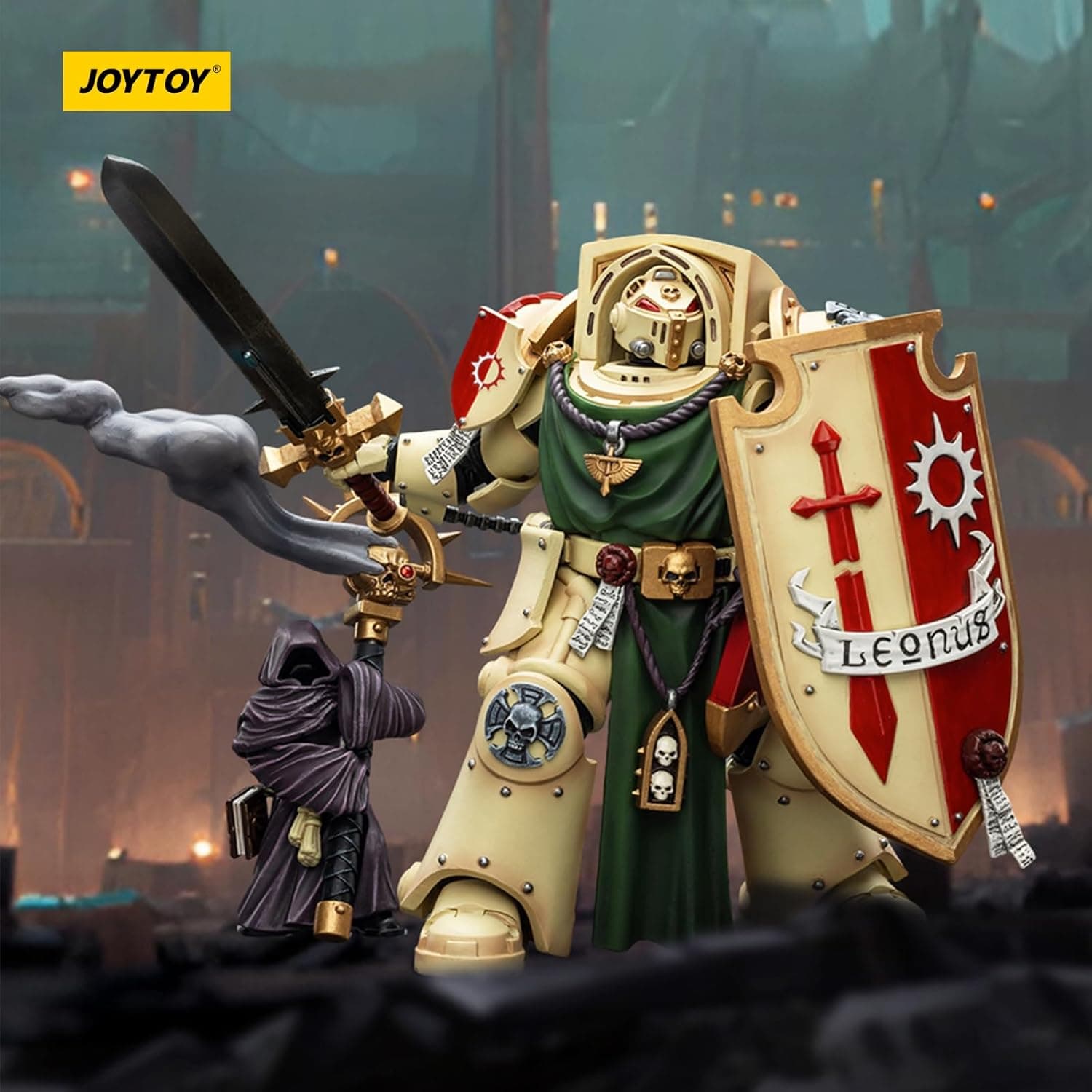 JOYTOY Warhammer 40k Dark Angels Deathwing Knight 2 with Power Sword, Storm Shield and Watcher in The Dark 1/18 Action Figure Collect and Display Model