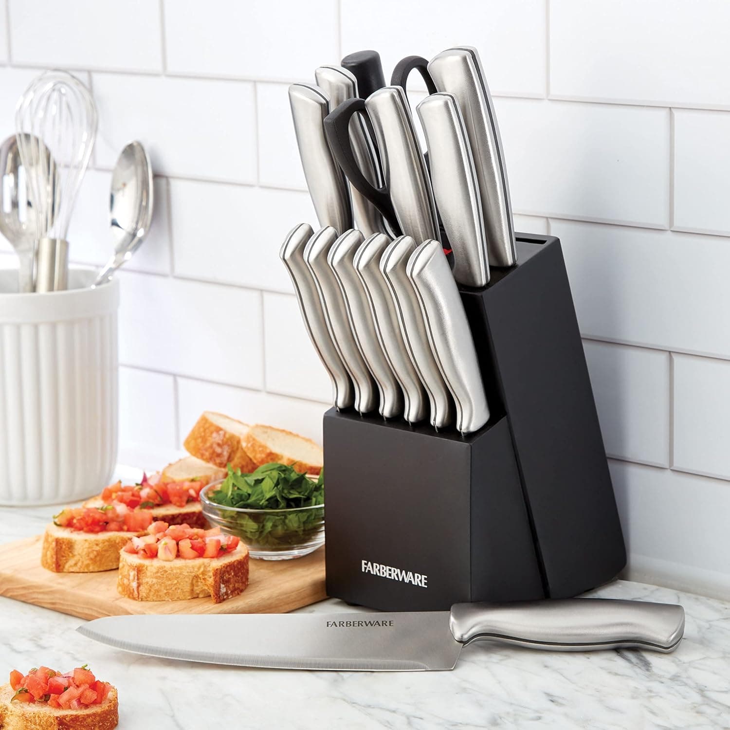 Kit de facas de cozinha Farberware 5152497, preto, 15 peças