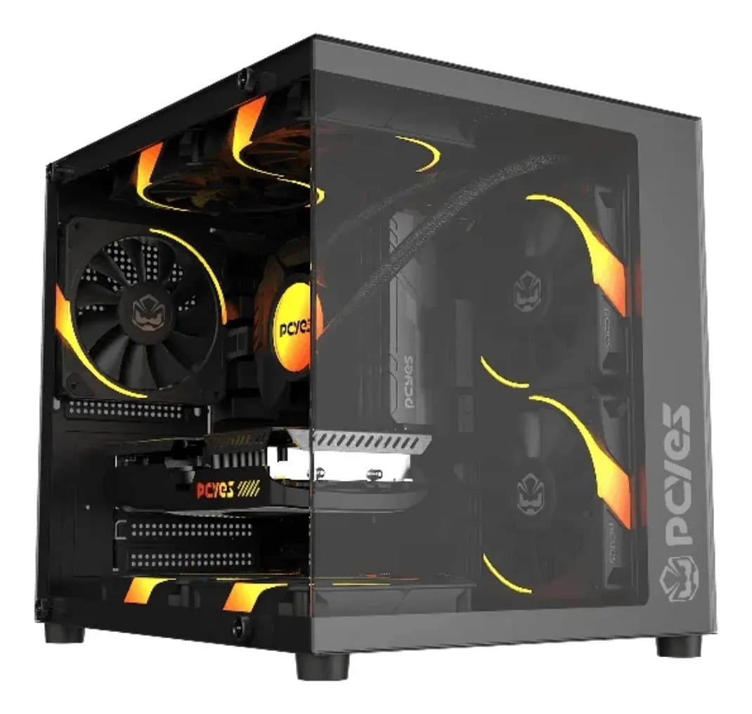Gabinete Gamer Pcyes Forcefield Mini Black Vulcan