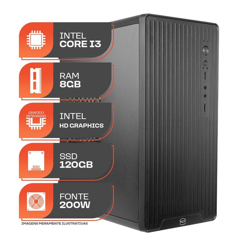 PC Home Essential S com Intel Core i3, 8GB RAM e SSD 120GB