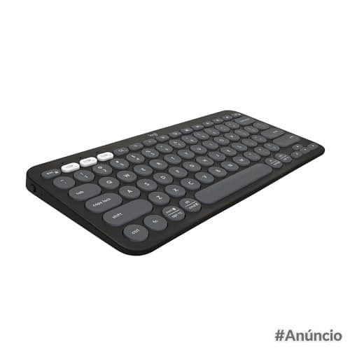 Teclado sem fio Logitech Pebble Keys 2 K380s com Conexão Bluetooth Easy-Switch e Pilha Inclusa - Compatível com PC, Mac, Chrome OS, Android, iOS e Apple TV, Layout US - Grafite