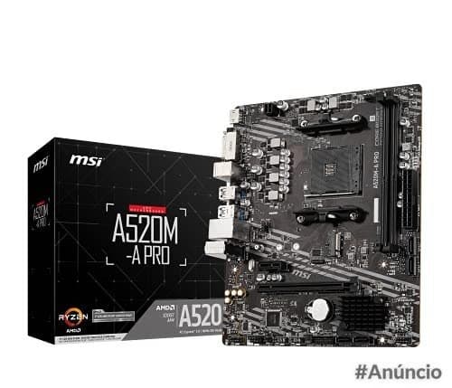 Placa Mãe MSI A520M-A PRO (AM4/2xDDR4/HDMI/DVI-D/M.2/USB 3.2)