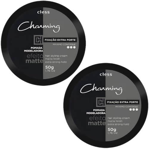 Kit 2 Pomada Cera Modeladora Charming Cless Efeito Matte Extra Forte Fixador Cabelo Masculino 50g