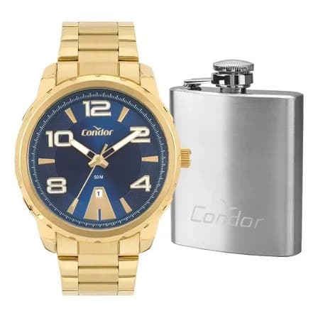 Relógio Masculino Condor CO2115MYJ/K4A Dourado com Mostrador Azul