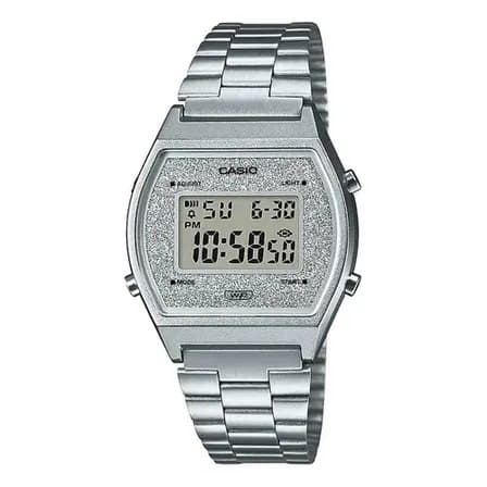 Relógio Casio B640WDG-7DF Feminino Prata com Mostrador Glitter