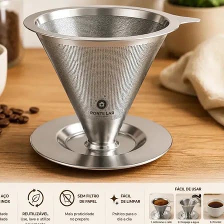 Coador de Café Ponte Lar 103 Inox Reutilizável