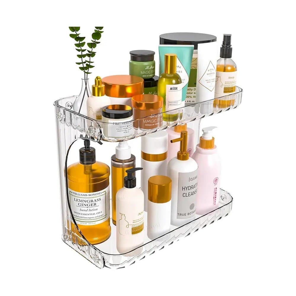 Organizador De Maquiagem 2 Andares Cosméticos Multiuso Transparente