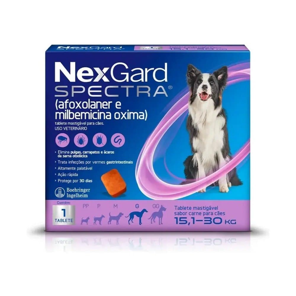 Comprimido antiparasitário para pulga carrapato vermes sarnas Boehringer NexGard Spectra TABLETE para cão de 15.1kg a 30kg