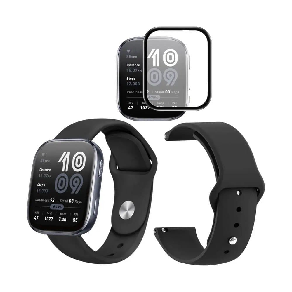 Pulseira Confort Para Amazfit Bip 6 +pelicula C/ Borda Preta