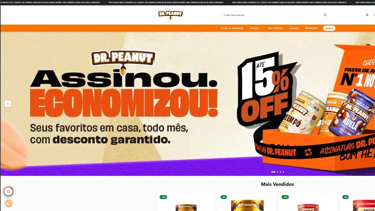 Página inicial do site da Dr. Peanut (drpeanut.com.br) em 14/10/2026