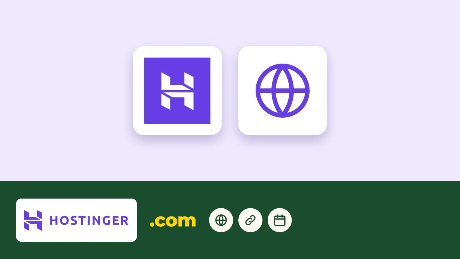 Logo da Hostinger ao lado de três caminhos para o domínio: comprar na Hostinger, comprar fora e apontar, ou transferir
