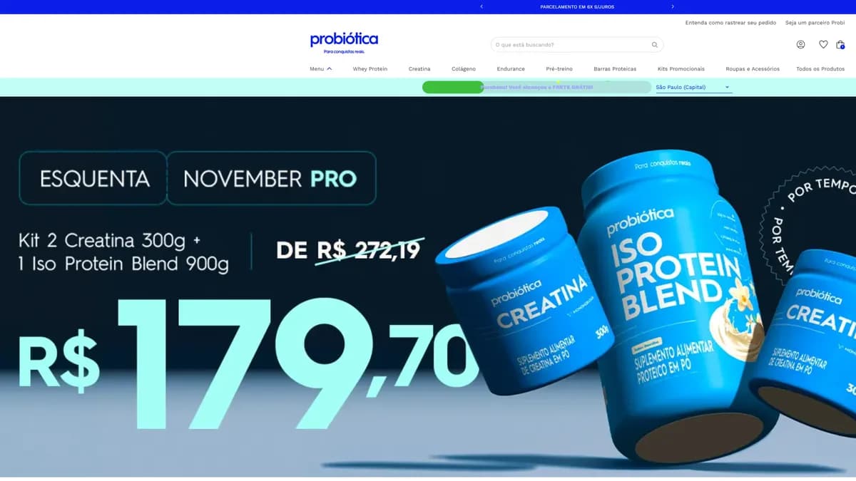 Página inicial do site probiotica.com.br em 14/10/2026