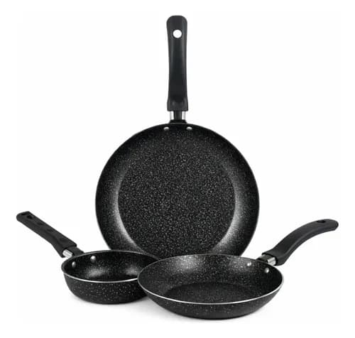 Jogo De Frigideiras Francesas 3 Peças 14 18 24cm Preto Nacional