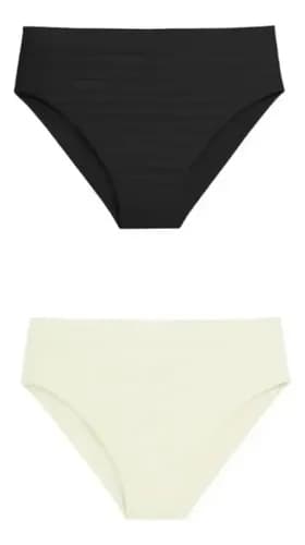 Calcinha Biquíni Basic Plie Branco 60814 Preto / Amarelo