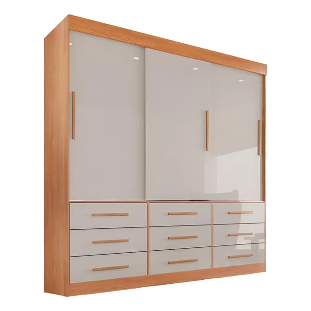 Guarda Roupa Casal 3 Portas 9 Gavetas Luana Sallêto Móveis