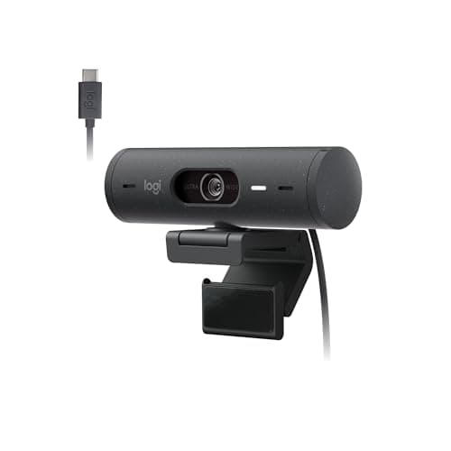 Webcam Full HD Logitech Brio 500, Câmera para PC com Microfones Duplos, Privacidade Integrada, RightLight 4 e Enquadramento Automático - Grafite